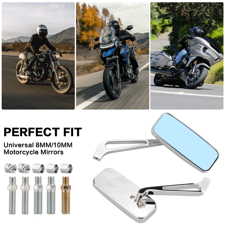 8mm 10mm Chrome Motorcycle Rear View Mirror For Harley Honda Suzuki Yamaha BMW Foto 2 de 4
