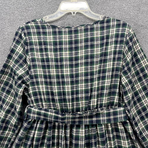 Bloomchic Dress Women Medium 10 Tartan Plaid Blue green Long sleeve Belted - Picture 17 of 20