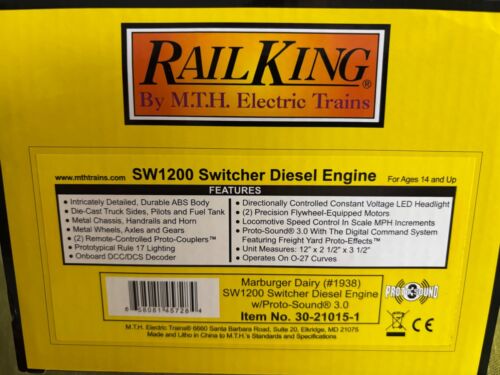 MTH MARBURGER DAIRY TRAIN SET , ENGINE , CABOOSE , AND 4 CARS . 30-21015-1 - Picture 3 of 8