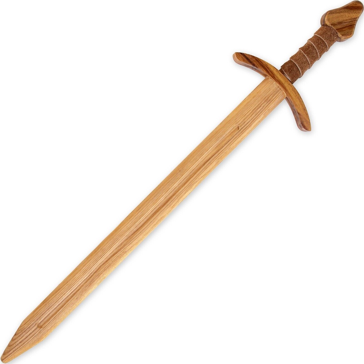 Beech Wood Knightly Practice Cosplay Wooden Sword w/ Leather