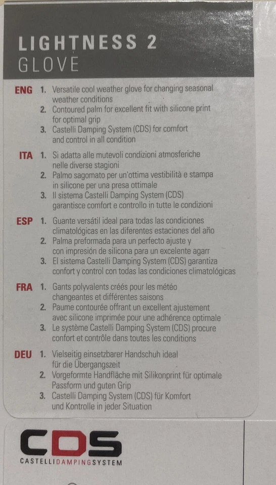 NUEVO Guantes de ciclismo ligeros Castelli LIGHTNESS 2 dedos largos: NEGROS medianos Foto 4 de 4
