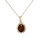 New 14k white gold .16ct diamond Natural Garnet Halo pendant necklace 2g 16" — photo 3