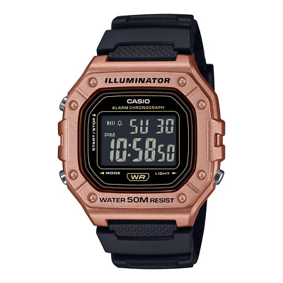 Casio W218HM-5BV, Chronograph Watch, Black Resin Band, Alarm, LED Light