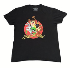 Looney Tunes Shirt Mens Large Black Bugs Bunny Taz Marvin Daffy Wiley EUC