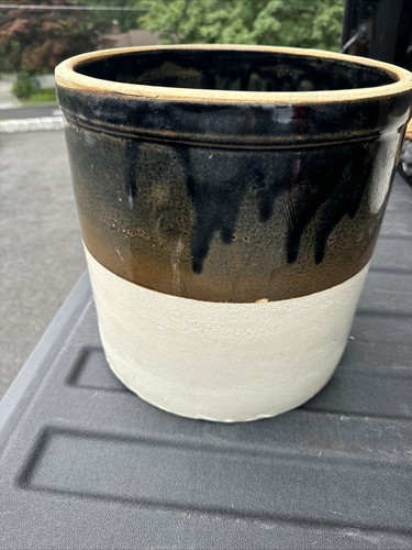 Antique Stoneware Crock 4 Gallon Stoneware Crock Salt Glazed Large w/ Handles - Picture 4 of 4