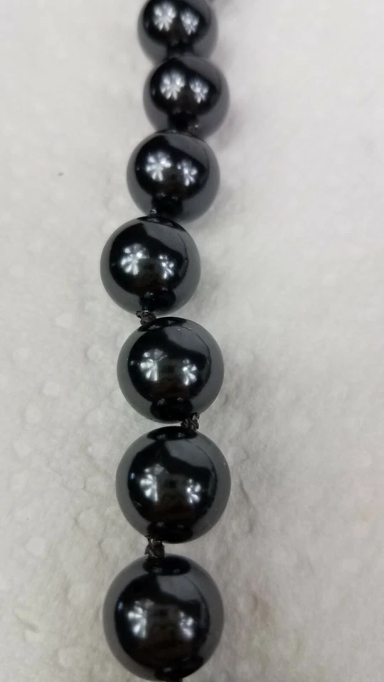 MONET BLACK FAUX PEARL HAND KNOTTED  NECKLACE.     7 - Image 4 of 4