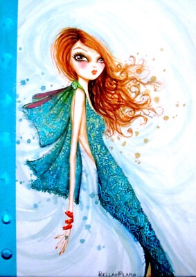 Papyrus Bella Pilar Girl in Turquoise Dress Blank Any Occasion Greeting Card