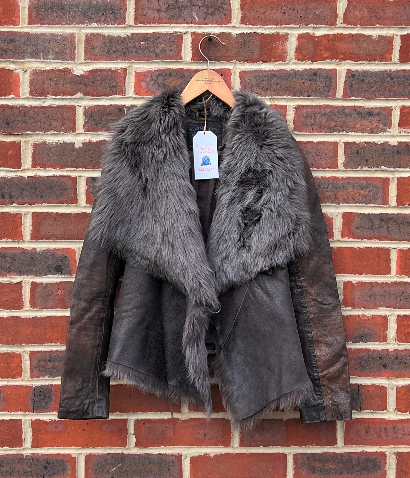 *STUNNING* All Saints Ladies MURES Sheepskin Shearling Leather Jacket