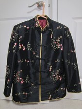New never worn womens Chinese Asian black  gold polyester jacket - size large