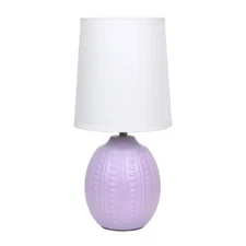 Simple Designs Chic Glow Mini Textured Oval Table Lamp Lavender White Shade