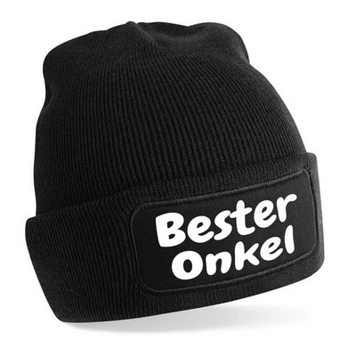 Beanie Mütze mit Spruch BESTER ONKEL   Strickmütze Geschenkidee Wintermütze