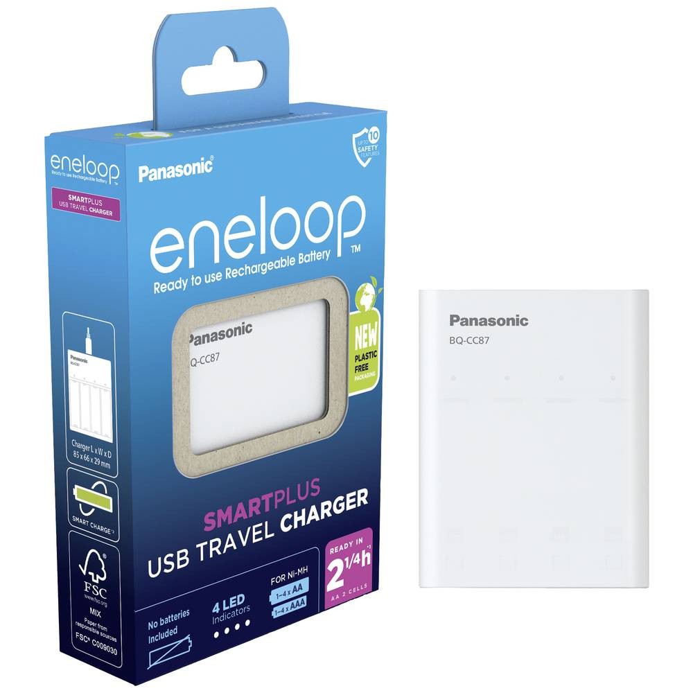 Chargeur de piles AA AAA Panasonic BQ-CC87 portable USB - 3
