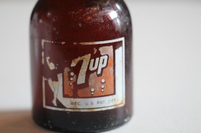 Vintage 7 UP Bottle Brown White Orange Brown Label Nashville TN