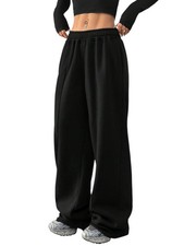 Womens Wide Leg Sweatpants Baggy Sweat Pants with Pockets High Waisted Track ...