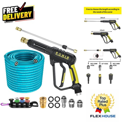 #ad High Performance 50ft Pressure Washer Hose with 15in Wand amp; Nozzle Kit 3600PSI $100.34