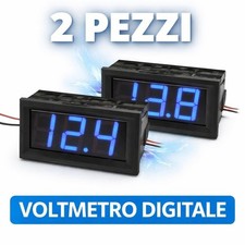 2 PEZZI Voltmetro digitale mini 4,5-30V led blu pannello moto auto camper