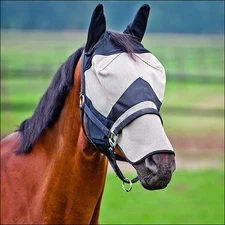 74HZ Cob Size Horze Long Nose Horse Fly Mask Light Brown Black