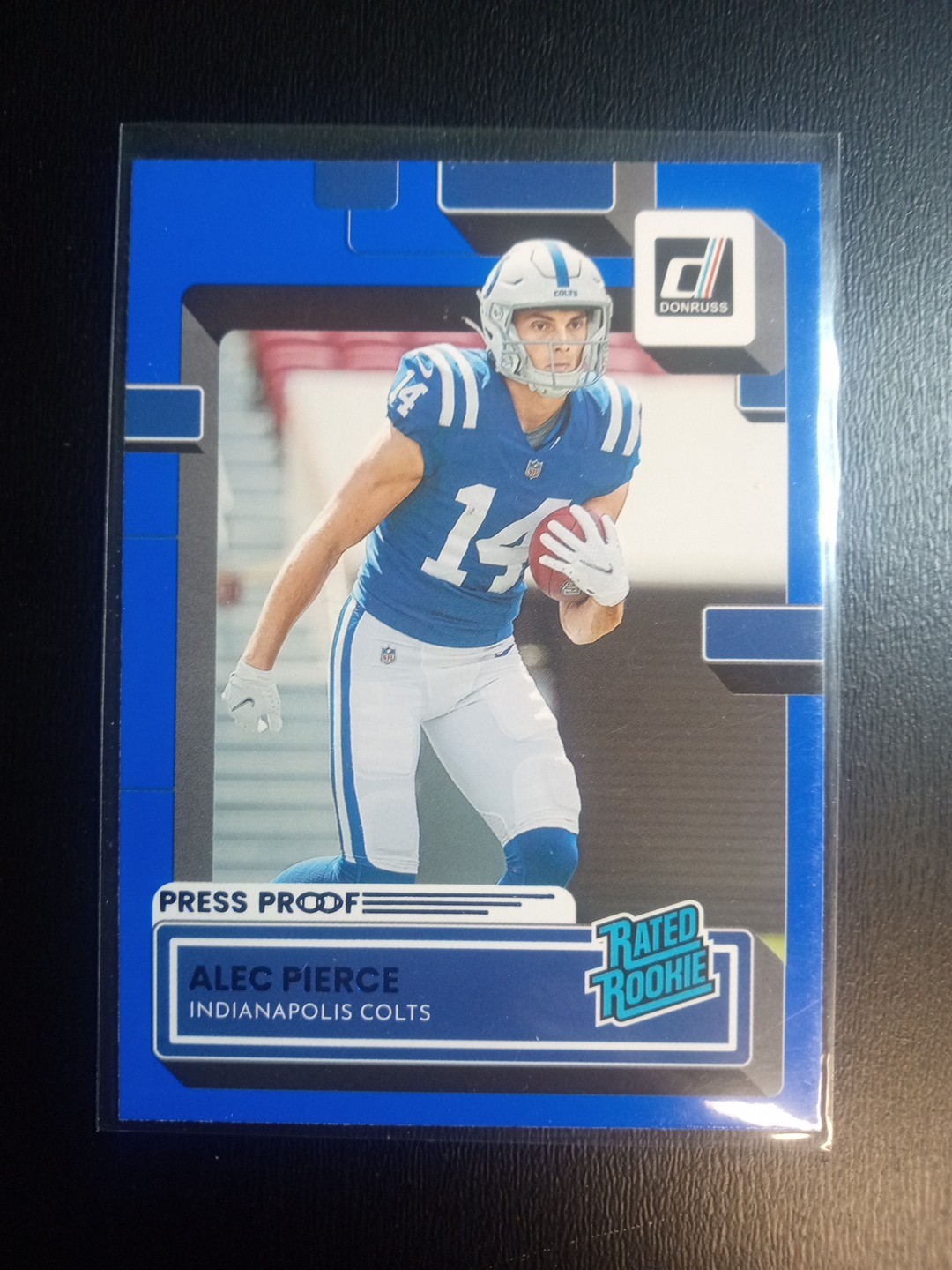 2022 Panini Donruss Rated Rookie Alec Pierce #P-321 Blue Press Proof Color Match