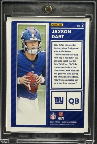 Jaxson Dart RARO NOVATO RC REFRACTOR A CUADROS AZUL TARJETA DE INVERSIÓN GIGANTES COMO NUEVO - Imagen 2 de 2