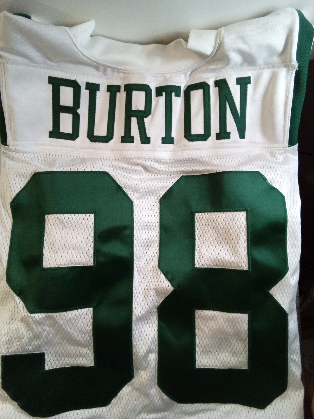 My Game Lettering Shane Burton #98 Game Worn NY Jets NFL Nike Jersey | eBay
