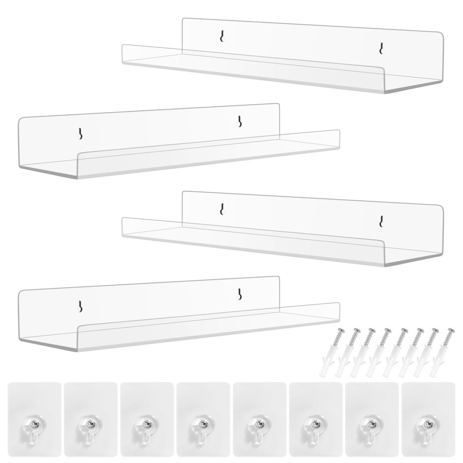 Étagère murale sans perçage en acrylique transparent pour optimiser la salle de bain