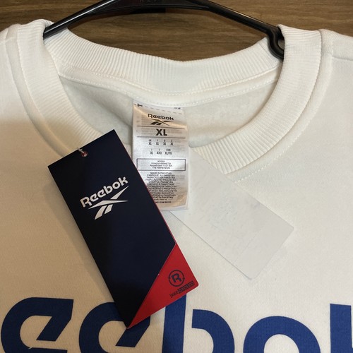 Felpa girocollo Reebok uomo taglia XL bianca grande grafica classica atletica palestra - Foto 3 di 6
