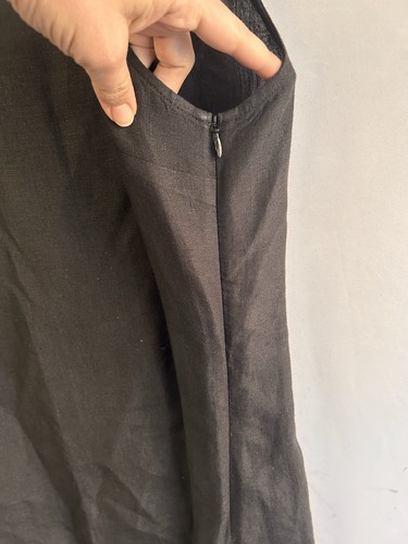 Anthropologie Vivid LINEN SCOOP NECK SLEEVELESS LONG DRESS Lagenlook XL Black - Picture 5 of 8
