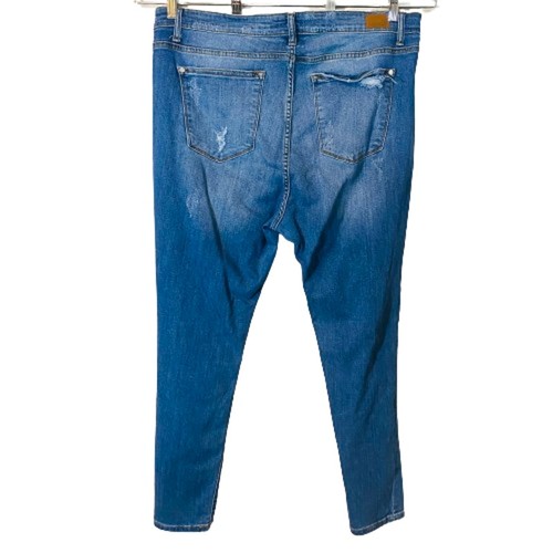 Jeans skinny Judy blu invecchiato stampa animalier patchwork lavaggio medio taglia 3X - Foto 12 di 12