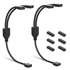 2-Pack DC 1 Female to 2 Way 4 Pins Splitter Cable for RGB ,DC Power Adapter Y...