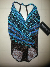 MIRACLESUIT Brown  Multicolor Untamed Wrapsody 1 PC Swimsuit Sz 10 NWT