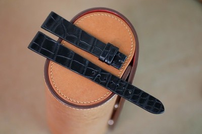 Custom Handmade Black Leather Strap for Patek Philippe Vintage Watches