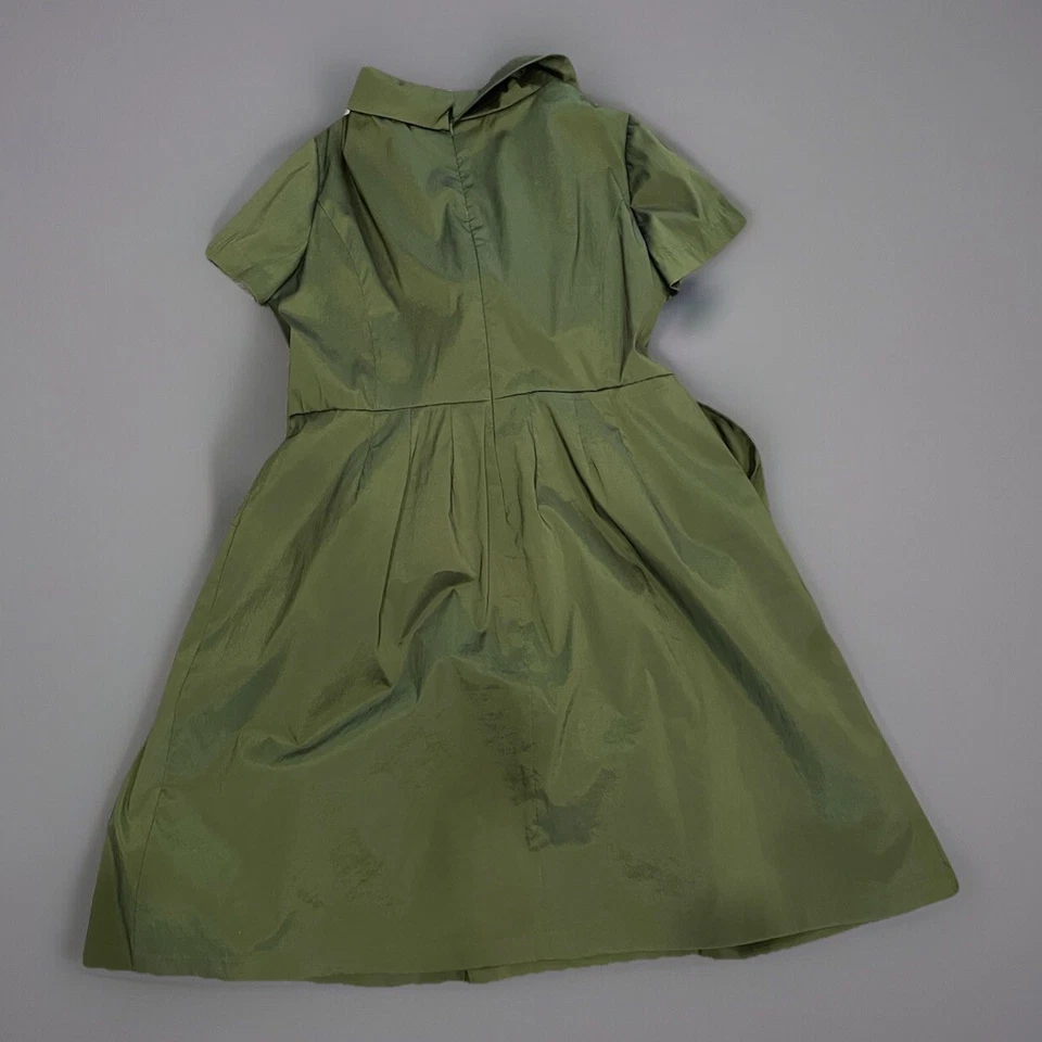 Julian Taylor Holiday Cocktail Party Belted Dress women’s 14W Green Jeweled Zip - Image 4 of 4