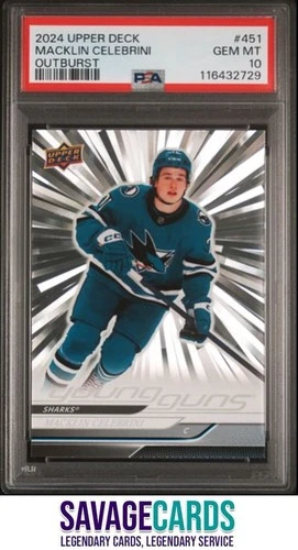 2024-25 Upper Deck Young Guns Outburst Macklin Celebrini RC PSA 10 #451 San Jose