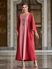 Luxury Rhinestone Loose Maxi Dress Abaya Dubai Turkey Women Wedding Evening Robe