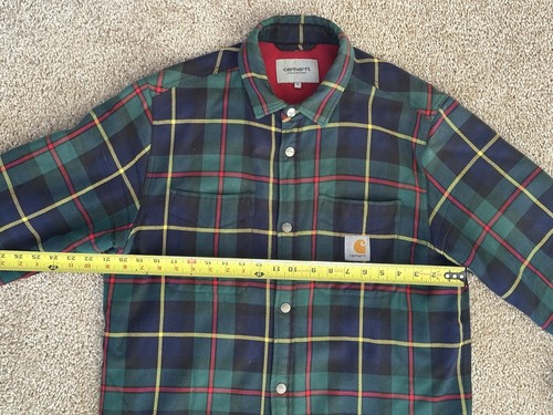 Carhartt WIP Check Hemdjacke Fleece gefüttert grün navy rot gelb Größe L - Bild 6 von 7