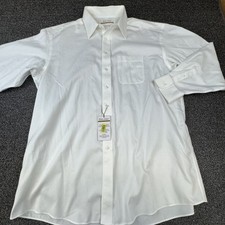 Gold Label Roundtree & Yorke Shirt Mens 17 34/35 White Pinstripe Non-Iron Dress