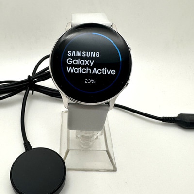Samsung Galaxy Watch Active SM-R500 Silver Smartwatch Small Gray Band Tested