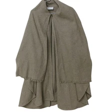 Vintage Mademoiselle Taupe Fringe Shawl Cape Poncho Wrap Elegant Outerwear OSFA