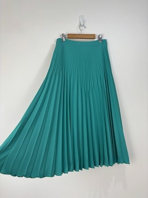 Reiss Damenrock Größe 8 türkisgrün Midi Plissee Swing fließend Reißverschluss gefüttert Isidora