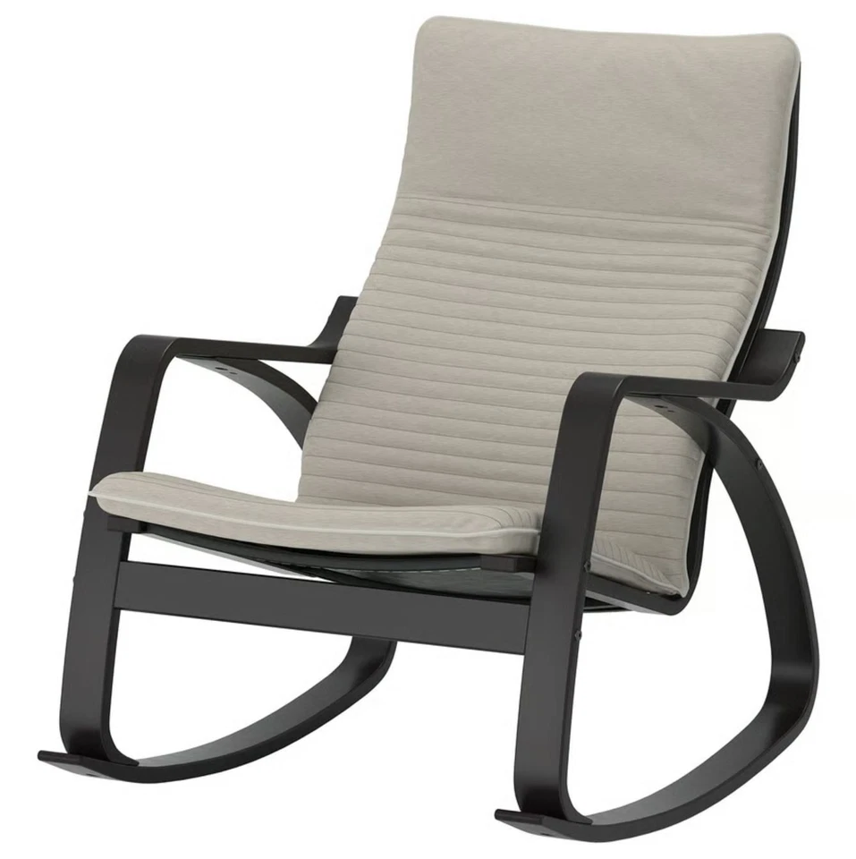 Mecedora IKEA POANG, negro-marrón/Knisa beige claro 294.292.61 - NUEVA Foto 2 de 4