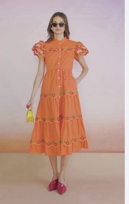 orange dress size 14 Off The Shoulder Wrap Midi Dress, Size:14, Color: