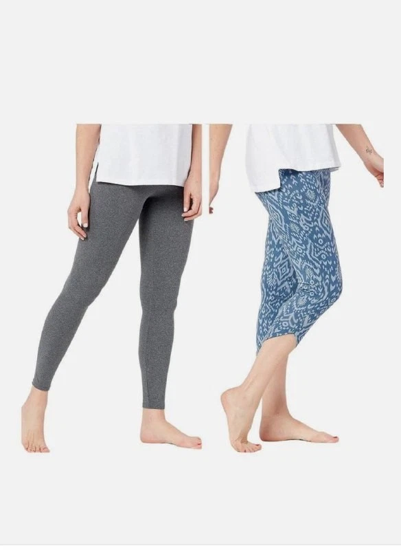 Deux leggings corsaires avec taille haute extensible confortable - gris