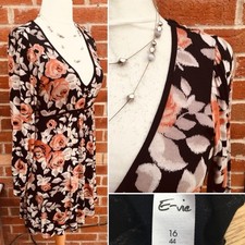 EVIE Ladies Size 16 Black Grey Floral Dress Evening Wedding Stretchy L3