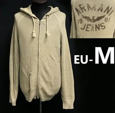 ARMANI JEANS Cotton Knit Hoodie Japan Agent Men’s M USA-S Beige Hoodie Jacket
