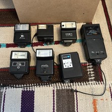 Lot of 7 Preowned Untested Camera Flashes - Minolta, Vivitar, Pentax, Xit 