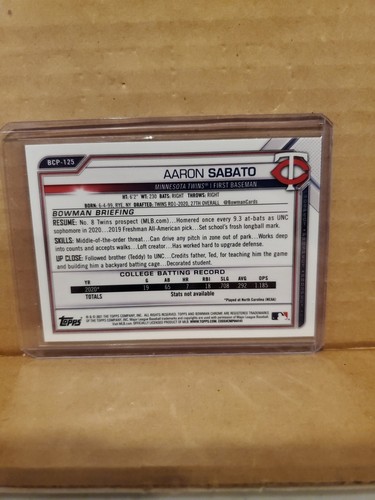 Aaron Sabato 2021 Bowman Atomic Refractor Minnesota Twins@! - Bild 2 von 2