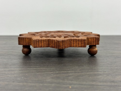 Schöner 5" Holz geschnitzter Untersetzer mit Elefanten Design - Bild 2 von 9