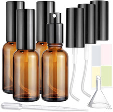 4-Pack 1Oz/30Ml Amber Glass Spray Bottles for Fine Mist  with 2 Extra Nozzles,