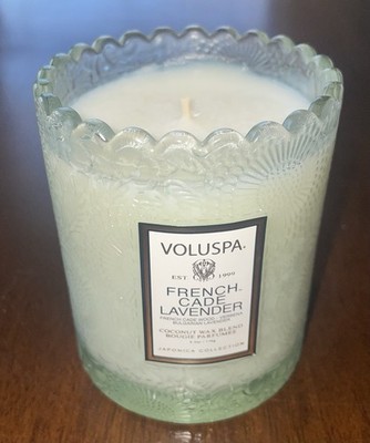 Voluspa French Cade Lavender Candle Decorative Glass Holder 6.2 Oz Coconut Wax