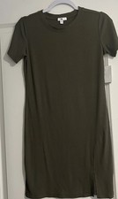 NWT Nordstrom/BP Tee Shirt Dress/Front Slit/Short Sleeve/Olive/Sz M MSRP $35.00